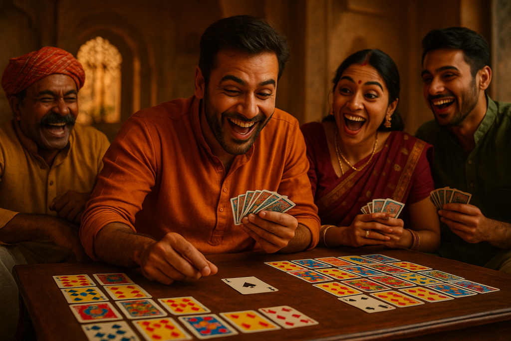 Andar Bahar card game in traditional Indian setting